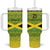 Custom Jamaica Reggae Boyz Tumbler With Handle With Traditional Pattern - Wonder Print Shop