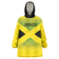 Custom Jamaica Reggae Boyz Wearable Blanket Hoodie With Traditional Pattern - Wonder Print Shop