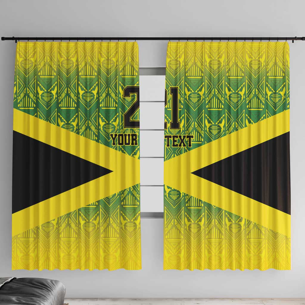 Custom Jamaica Reggae Boyz Window Curtain With Traditional Pattern - Wonder Print Shop