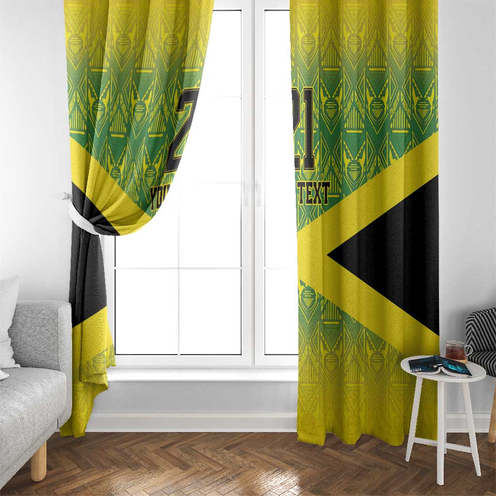 Custom Jamaica Reggae Boyz Window Curtain With Traditional Pattern - Wonder Print Shop