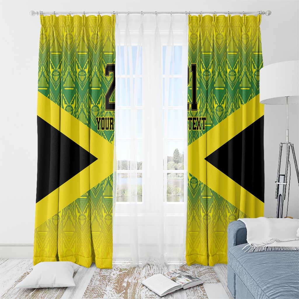 Custom Jamaica Reggae Boyz Window Curtain With Traditional Pattern - Wonder Print Shop