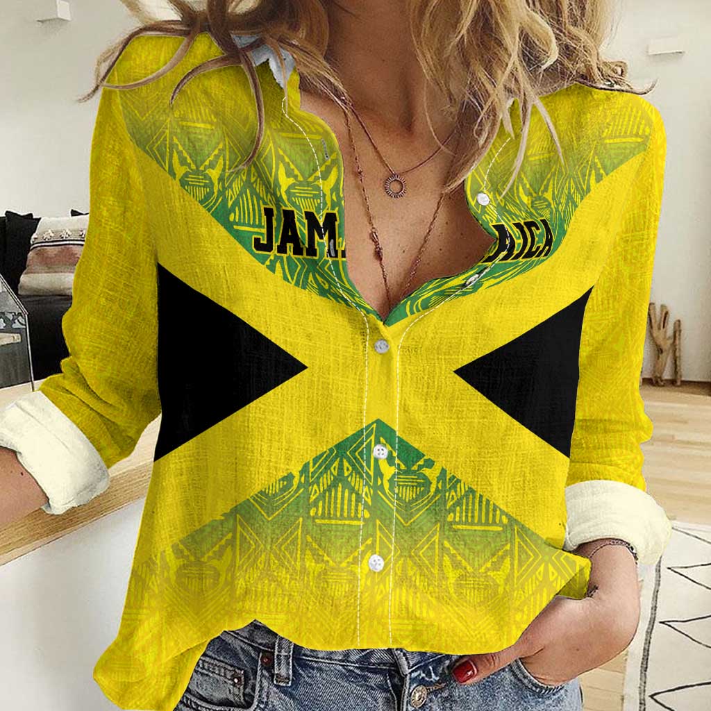 Custom Jamaica Reggae Boyz Women Casual Shirt With Traditional Pattern - Wonder Print Shop