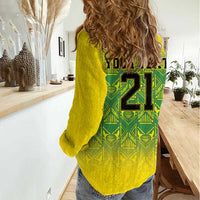 Custom Jamaica Reggae Boyz Women Casual Shirt With Traditional Pattern - Wonder Print Shop