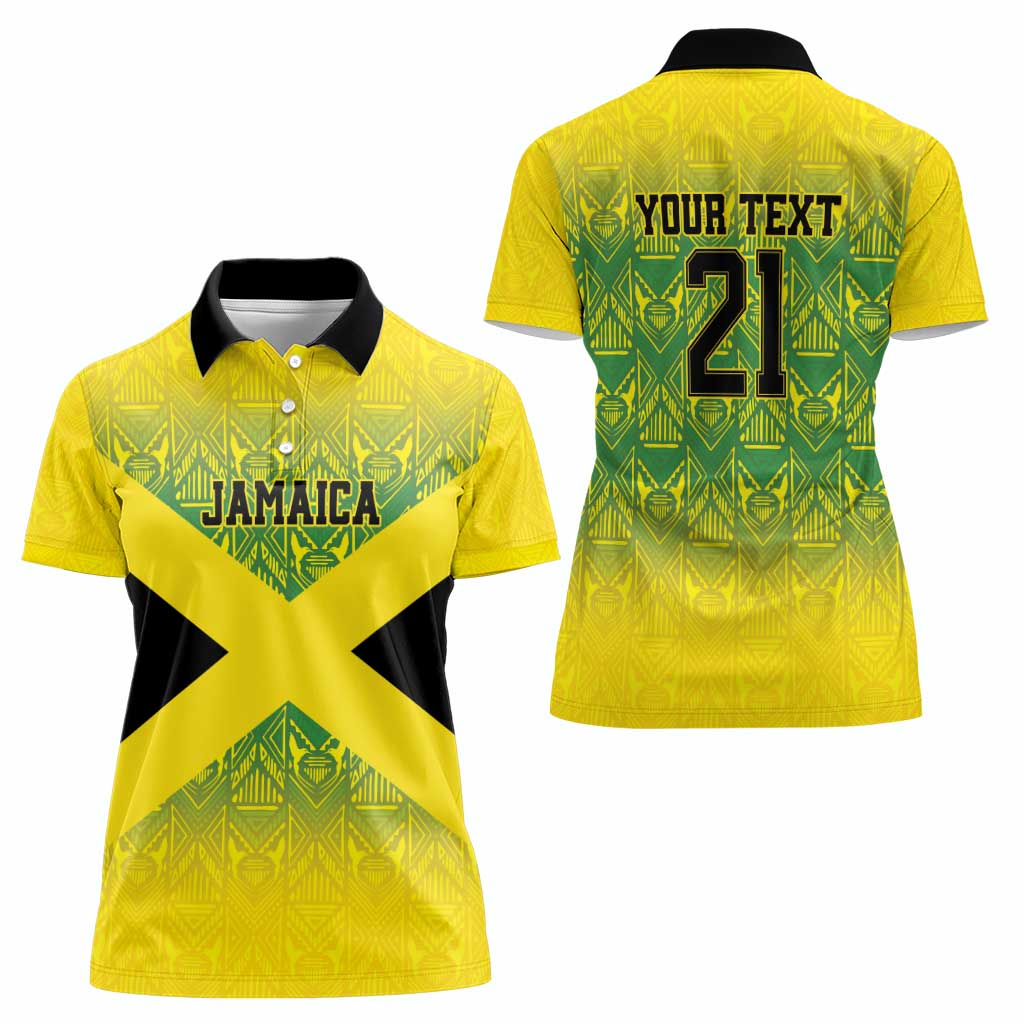 Custom Jamaica Reggae Boyz Women Polo Shirt With Traditional Pattern - Wonder Print Shop