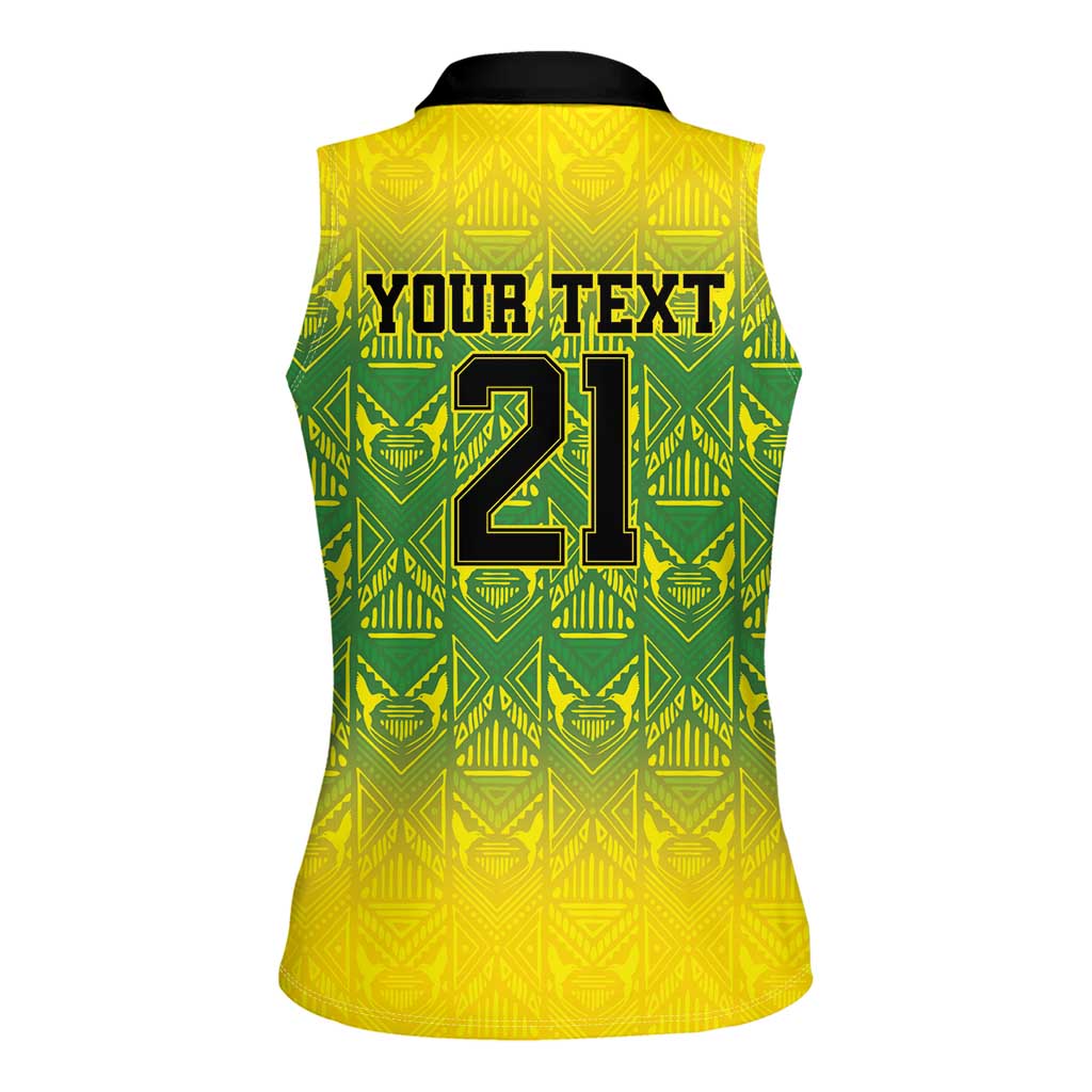 Custom Jamaica Reggae Boyz Women Sleeveless Polo Shirt With Traditional Pattern - Wonder Print Shop