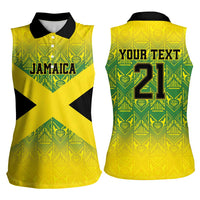 Custom Jamaica Reggae Boyz Women Sleeveless Polo Shirt With Traditional Pattern - Wonder Print Shop