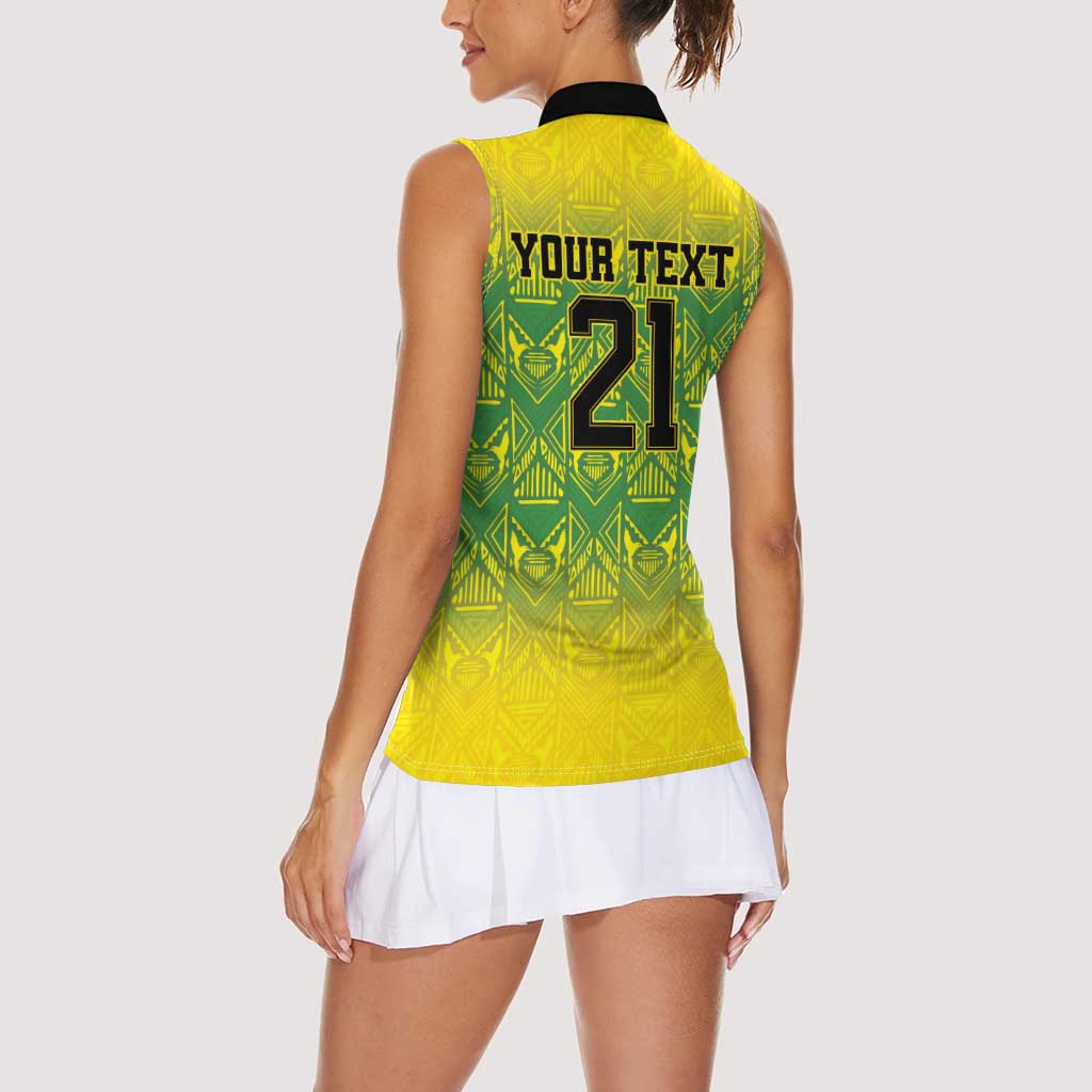 Custom Jamaica Reggae Boyz Women Sleeveless Polo Shirt With Traditional Pattern - Wonder Print Shop