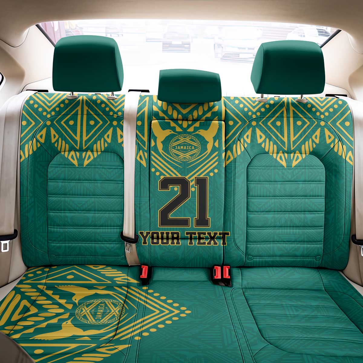 Jamaica Tribal Custom Football Back Car Seat Cover Green Style LT9 - Wonder Print Shop