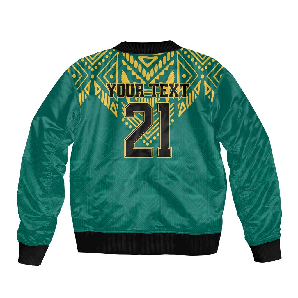 Jamaica Tribal Custom Football Bomber Jacket Green Style LT9 - Wonder Print Shop