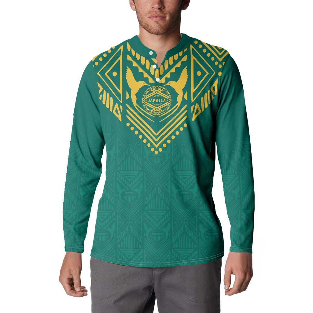 Jamaica Tribal Custom Football Button Sweatshirt Green Style LT9 - Wonder Print Shop