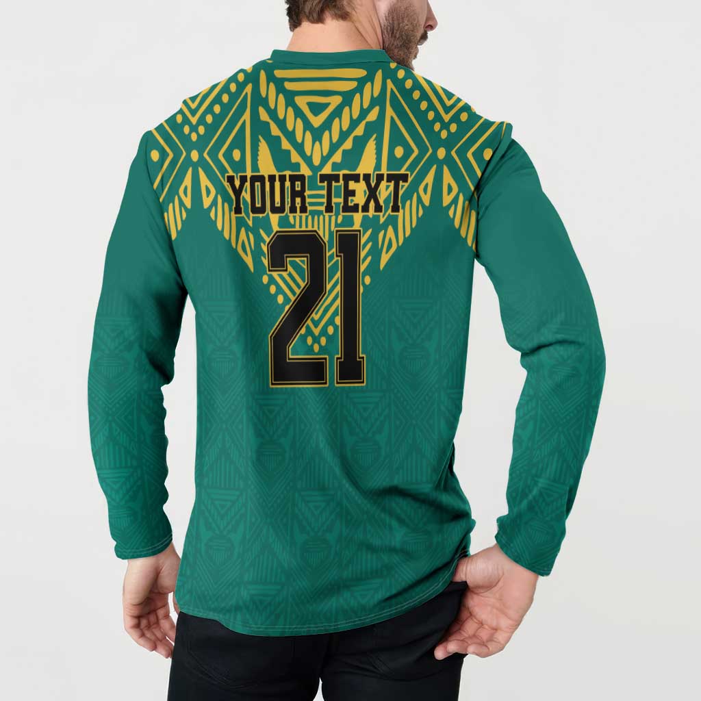 Jamaica Tribal Custom Football Button Sweatshirt Green Style LT9 - Wonder Print Shop