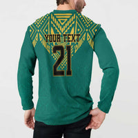 Jamaica Tribal Custom Football Button Sweatshirt Green Style LT9 - Wonder Print Shop