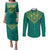 Jamaica Tribal Custom Football Couples Matching Puletasi and Long Sleeve Button Shirt Green Style LT9 - Wonder Print Shop