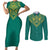Jamaica Tribal Custom Football Couples Matching Short Sleeve Bodycon Dress and Long Sleeve Button Shirt Green Style LT9 - Wonder Print Shop