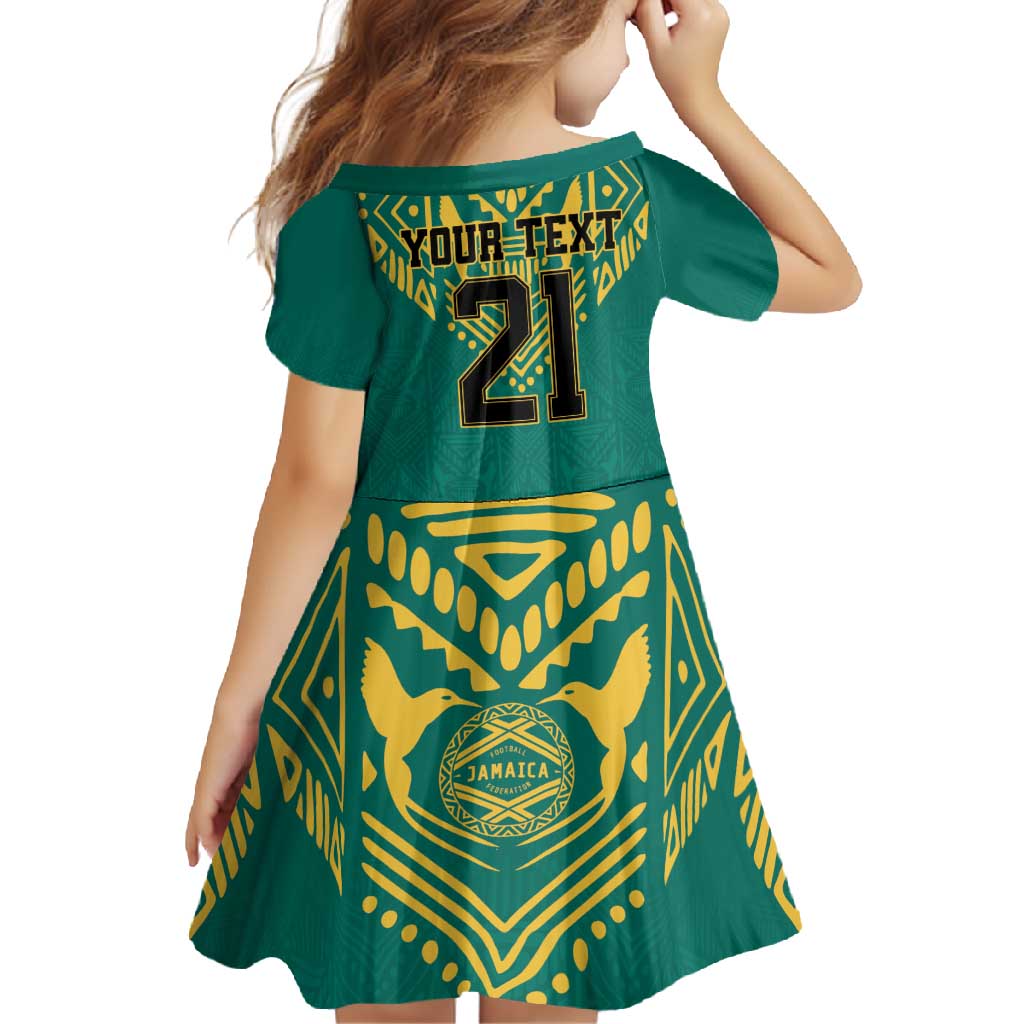 Jamaica Tribal Custom Football Family Matching Long Sleeve Bodycon Dress and Hawaiian Shirt Green Style LT9 - Wonder Print Shop