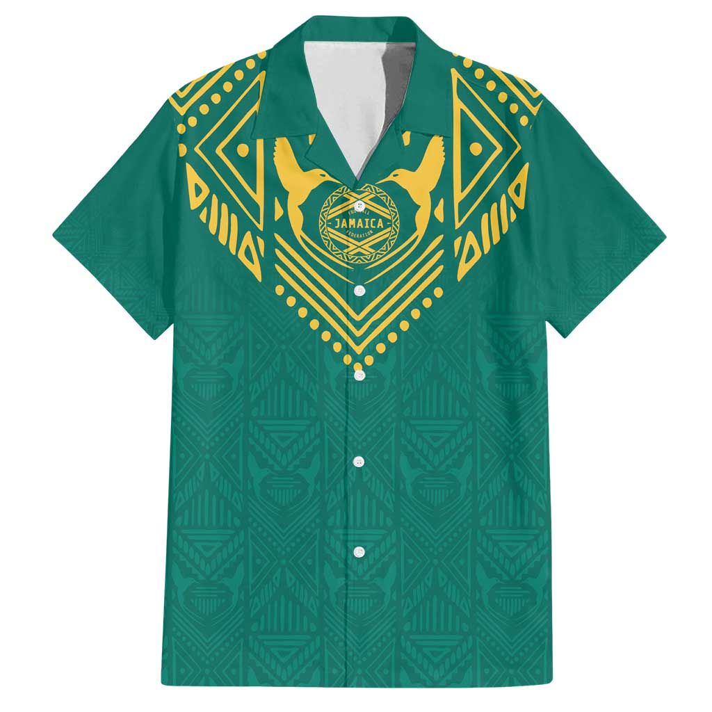 Jamaica Tribal Custom Football Family Matching Puletasi and Hawaiian Shirt Green Style - Wonder Print Shop