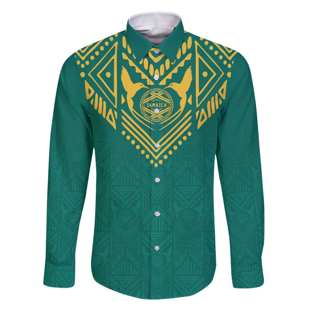 Jamaica Tribal Custom Football Family Matching Short Sleeve Bodycon Dress and Hawaiian Shirt Green Style - Wonder Print Shop