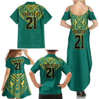 Jamaica Tribal Custom Football Family Matching Summer Maxi Dress and Hawaiian Shirt Green Style - Wonder Print Shop