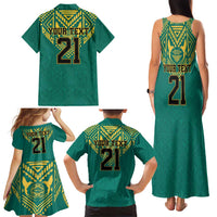 Jamaica Tribal Custom Football Family Matching Tank Maxi Dress and Hawaiian Shirt Green Style - Wonder Print Shop