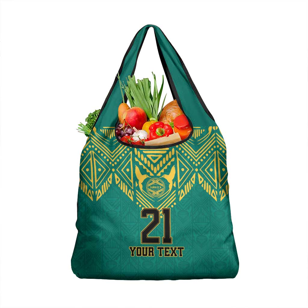 Jamaica Tribal Custom Football Grocery Bag Green Style