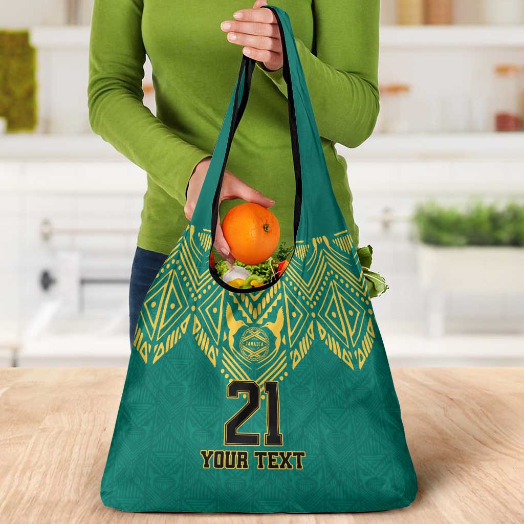 Jamaica Tribal Custom Football Grocery Bag Green Style