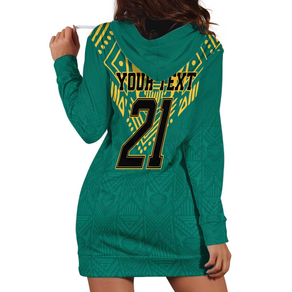 Jamaica Tribal Custom Football Hoodie Dress Green Style - Wonder Print Shop