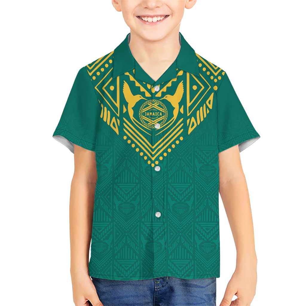 Jamaica Tribal Custom Football Kid Hawaiian Shirt Green Style - Wonder Print Shop