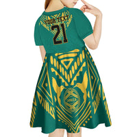 Jamaica Tribal Custom Football Kid Short Sleeve Dress Green Style - Wonder Print Shop