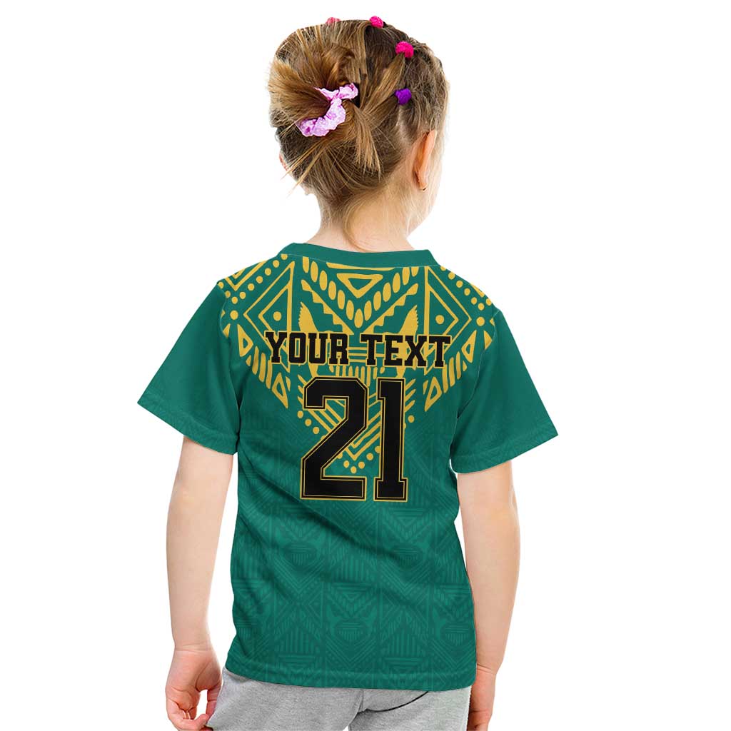 Jamaica Tribal Custom Football Kid T Shirt Green Style - Wonder Print Shop