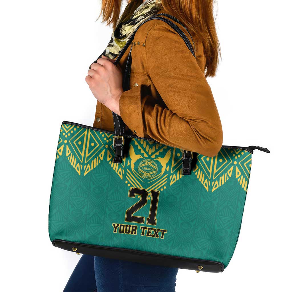 Jamaica Tribal Custom Football Leather Tote Bag Green Style - Wonder Print Shop