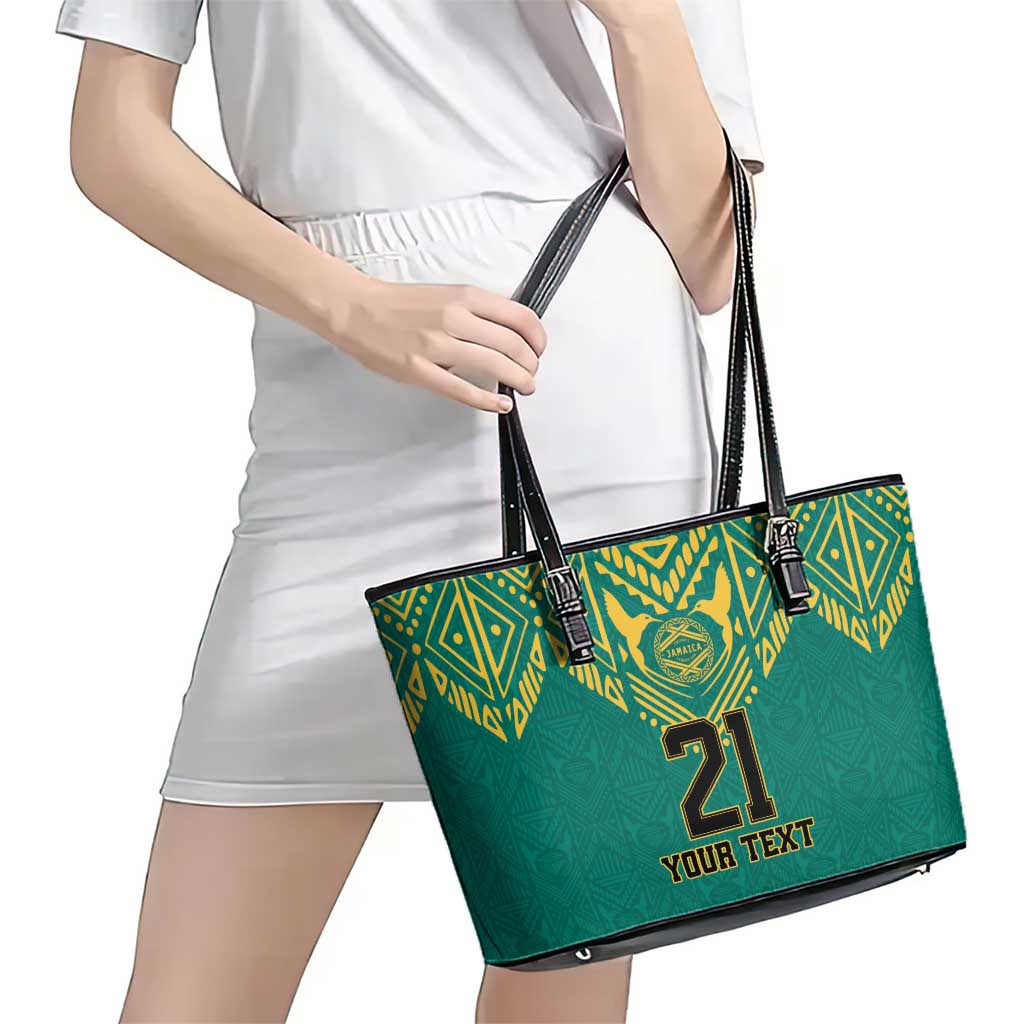Jamaica Tribal Custom Football Leather Tote Bag Green Style - Wonder Print Shop