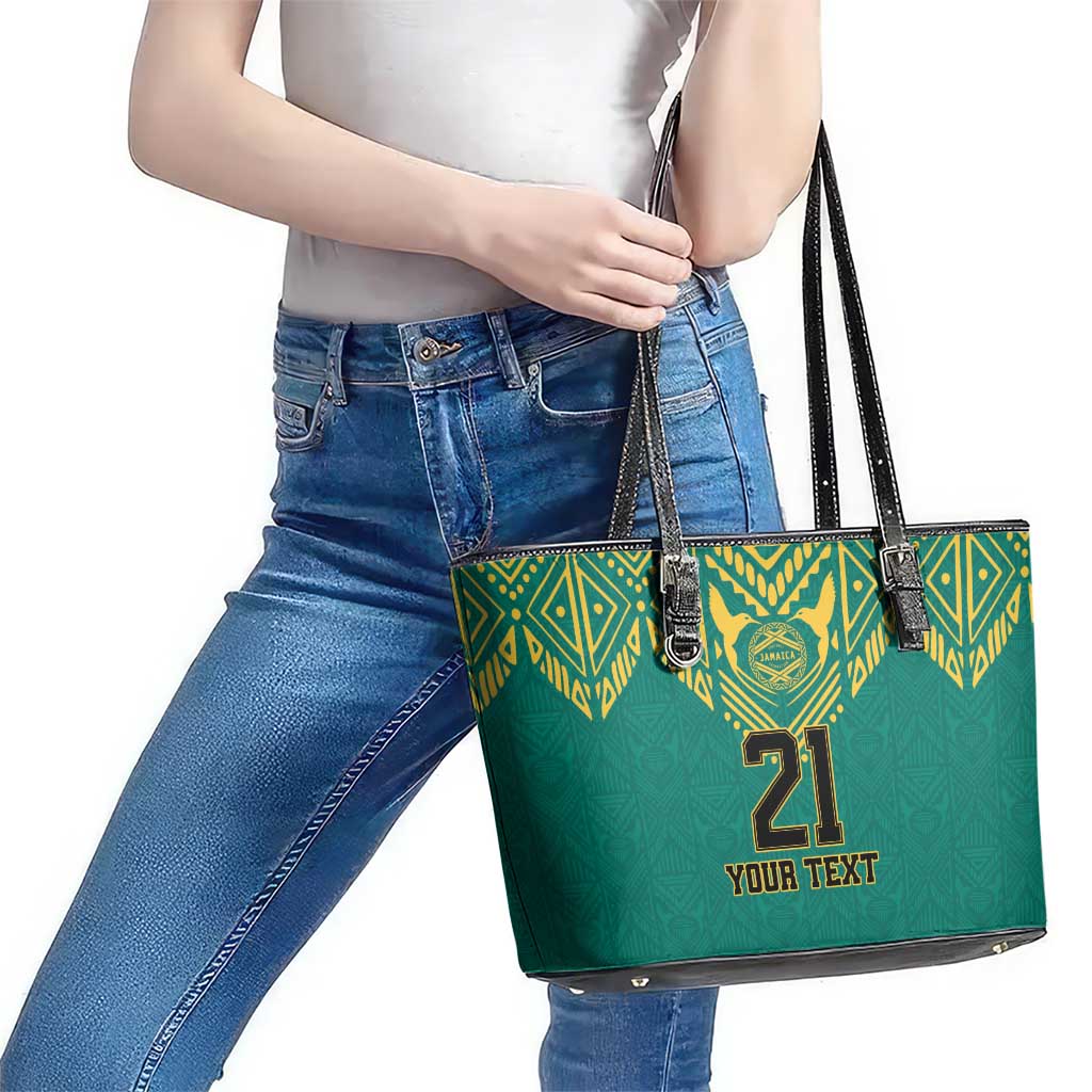 Jamaica Tribal Custom Football Leather Tote Bag Green Style - Wonder Print Shop