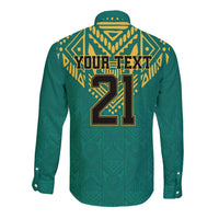 Jamaica Tribal Custom Football Long Sleeve Button Shirt Green Style - Wonder Print Shop