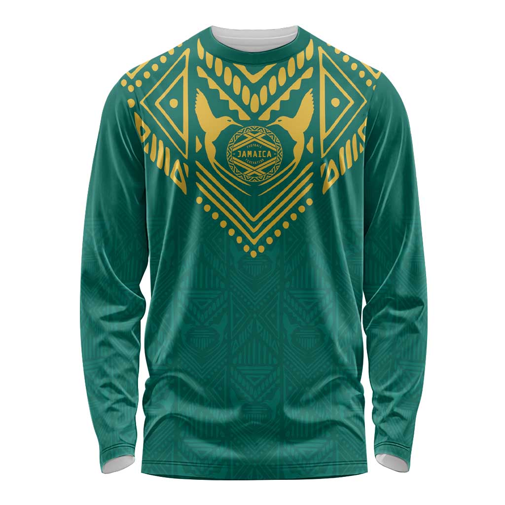 Jamaica Tribal Custom Football Long Sleeve Shirt Green Style - Wonder Print Shop
