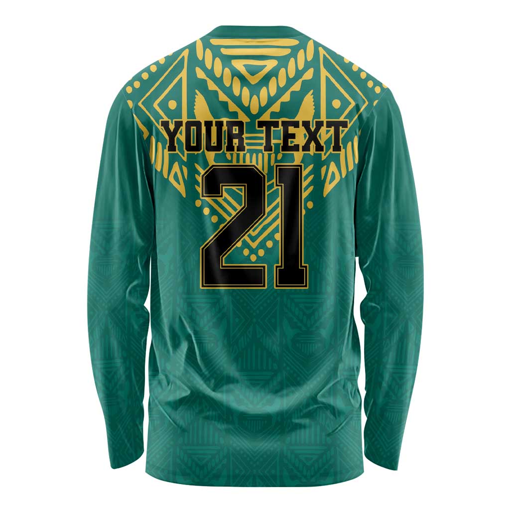 Jamaica Tribal Custom Football Long Sleeve Shirt Green Style - Wonder Print Shop