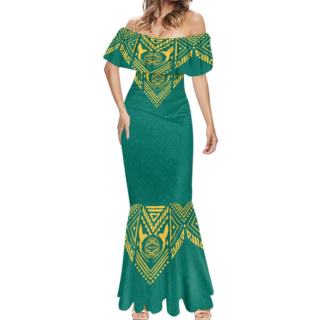 Jamaica Tribal Custom Football Mermaid Dress Green Style - Wonder Print Shop