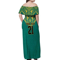 Jamaica Tribal Custom Football Off Shoulder Maxi Dress Green Style - Wonder Print Shop