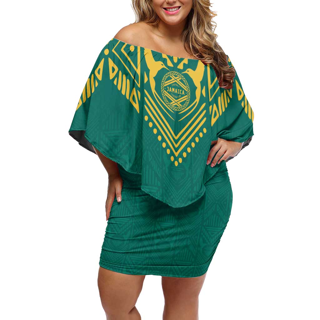 Jamaica Tribal Custom Football Off Shoulder Short Dress Green Style - Wonder Print Shop