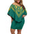 Jamaica Tribal Custom Football Off Shoulder Short Dress Green Style - Wonder Print Shop