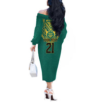 Jamaica Tribal Custom Football Off The Shoulder Long Sleeve Dress Green Style - Wonder Print Shop