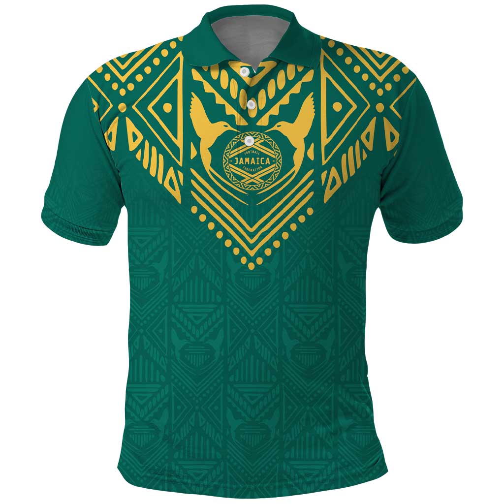 Jamaica Tribal Custom Football Polo Shirt Green Style - Wonder Print Shop