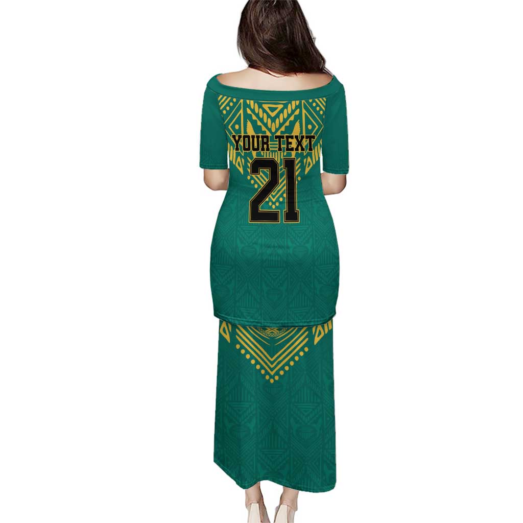 Jamaica Tribal Custom Football Puletasi Green Style - Wonder Print Shop