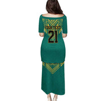 Jamaica Tribal Custom Football Puletasi Green Style - Wonder Print Shop