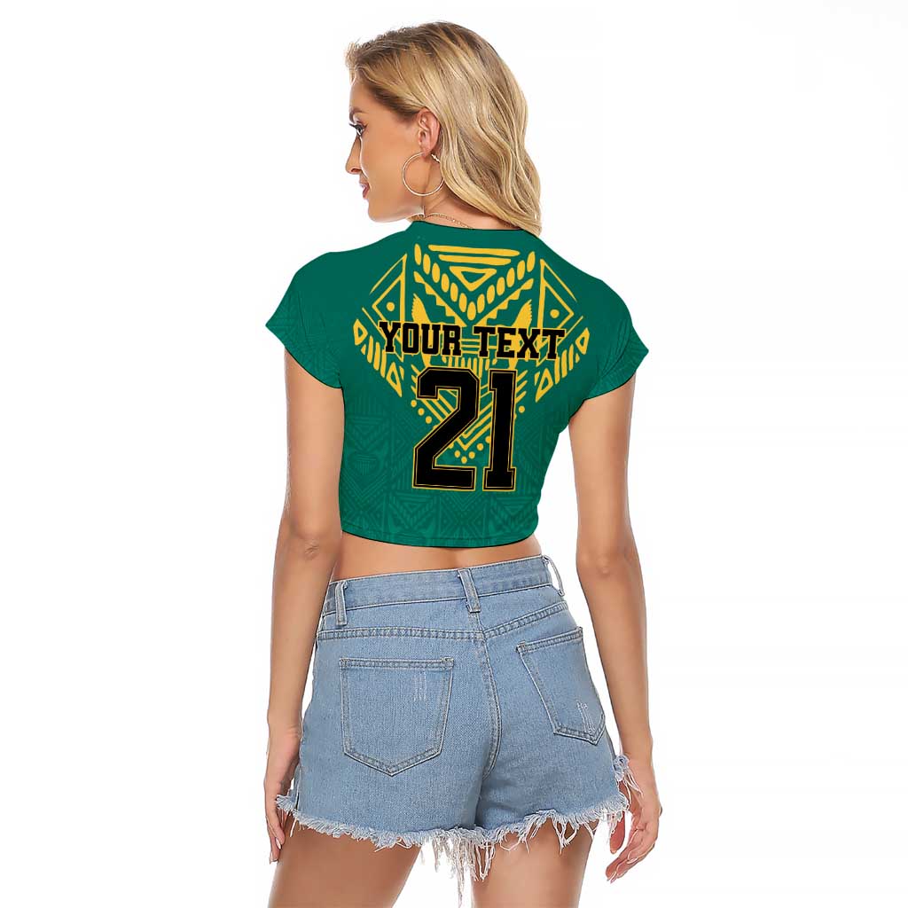 Jamaica Tribal Custom Football Raglan Cropped T Shirt Green Style - Wonder Print Shop