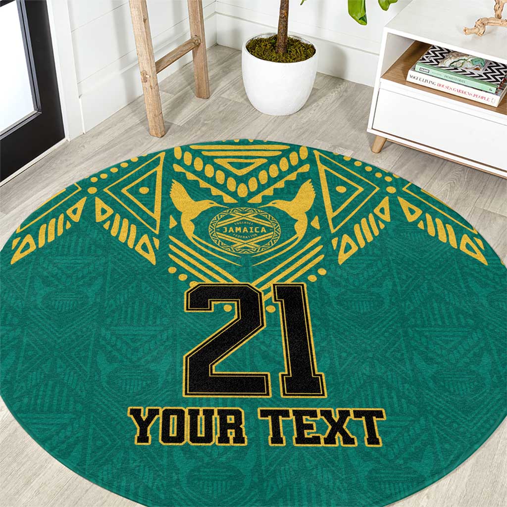 Jamaica Tribal Custom Football Round Carpet Green Style