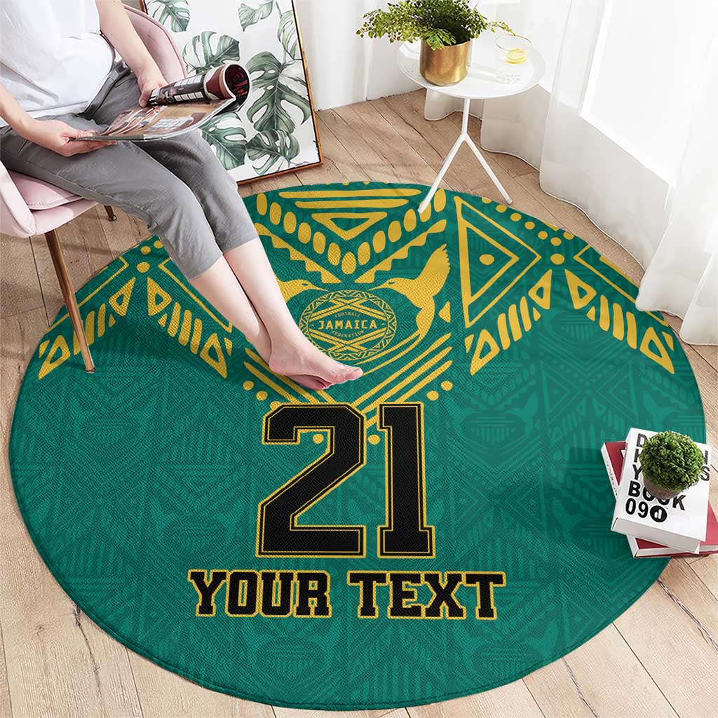 Jamaica Tribal Custom Football Round Carpet Green Style