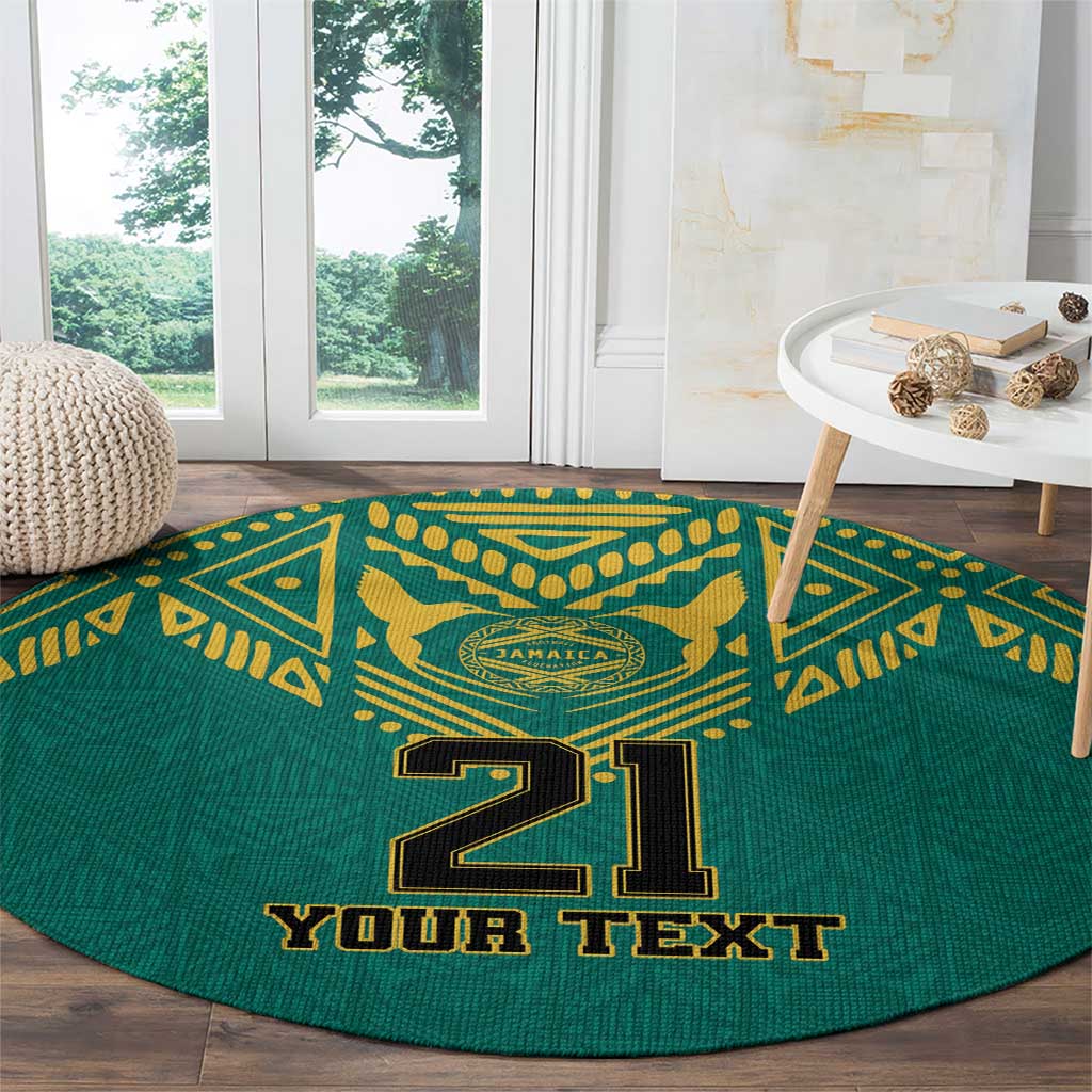Jamaica Tribal Custom Football Round Carpet Green Style