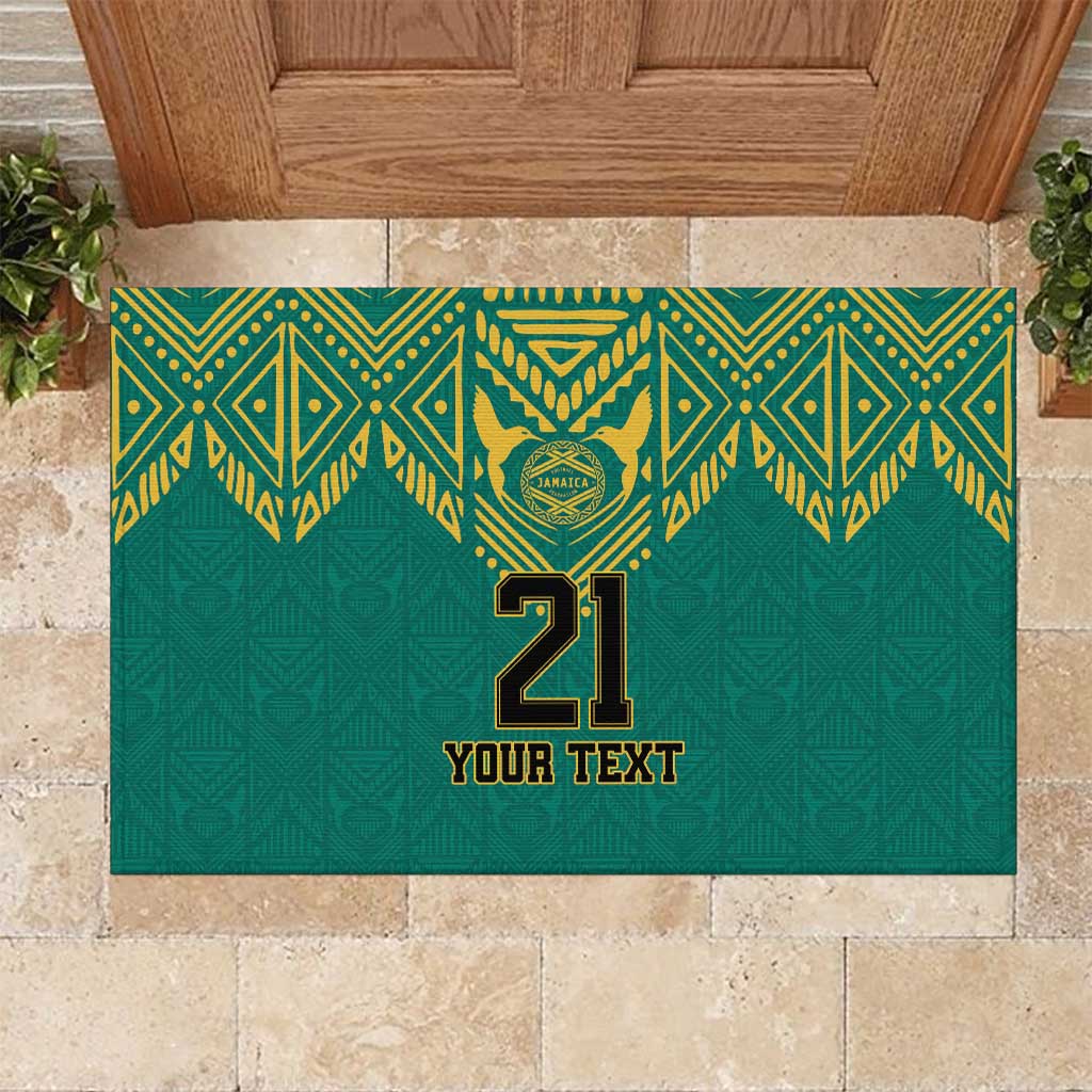 Jamaica Tribal Custom Football Rubber Doormat Green Style - Wonder Print Shop