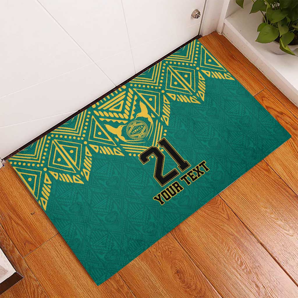 Jamaica Tribal Custom Football Rubber Doormat Green Style - Wonder Print Shop