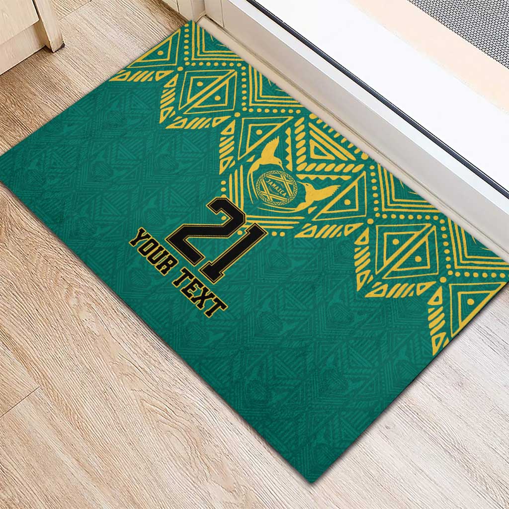 Jamaica Tribal Custom Football Rubber Doormat Green Style - Wonder Print Shop